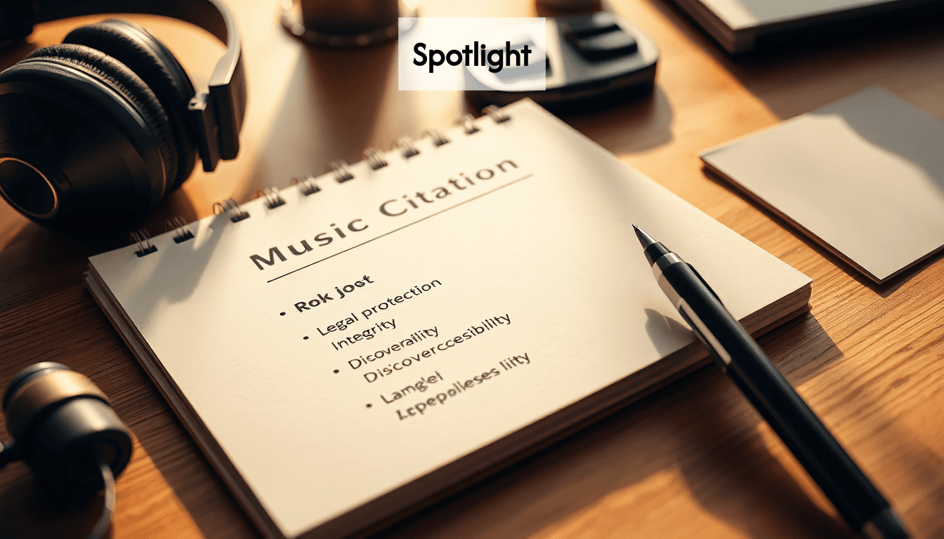 Close-up of notes about music citation