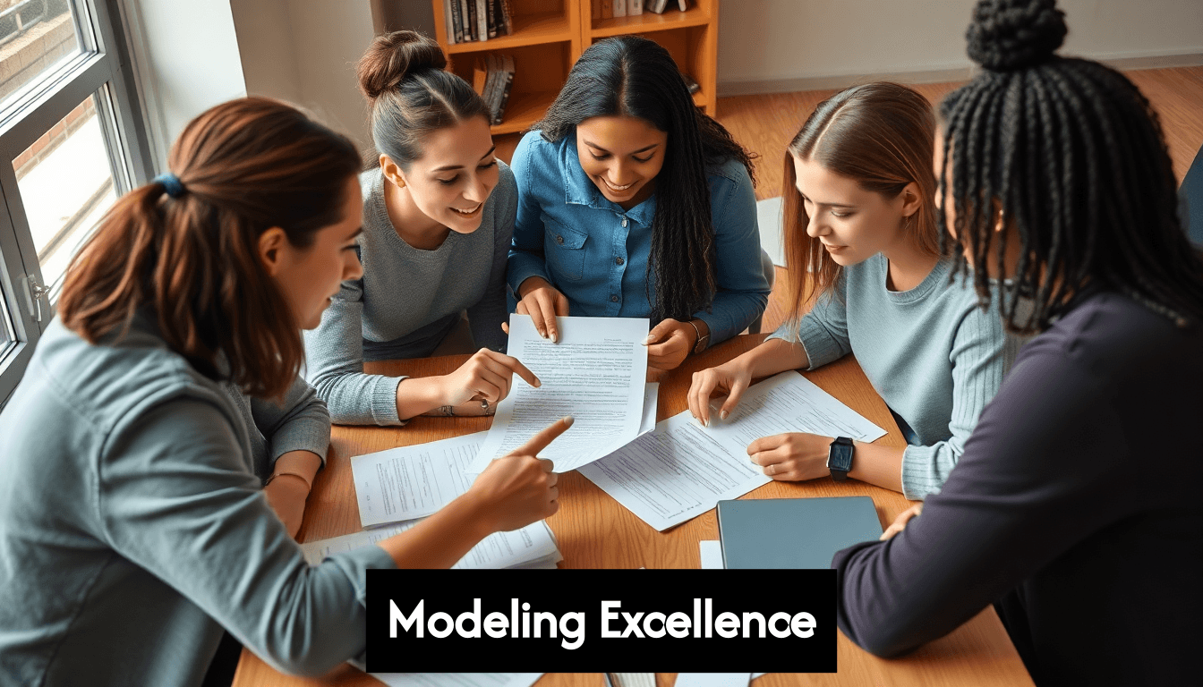 Students analyzing essays together