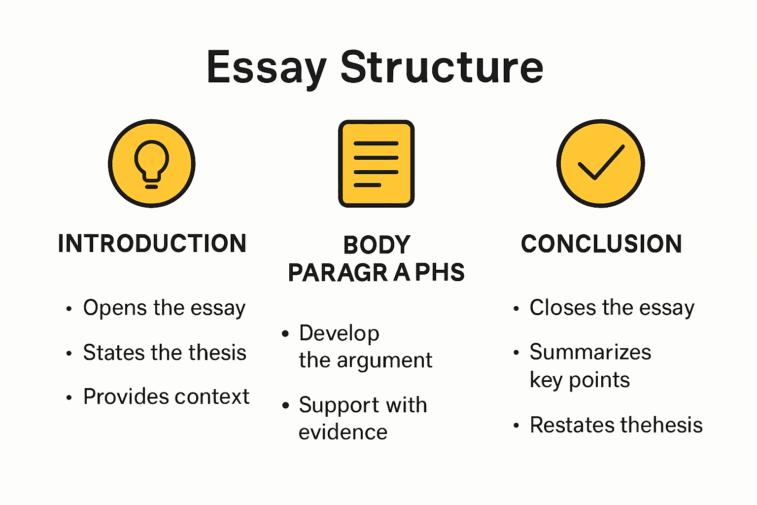 Visual breakdown of standard essay format structure