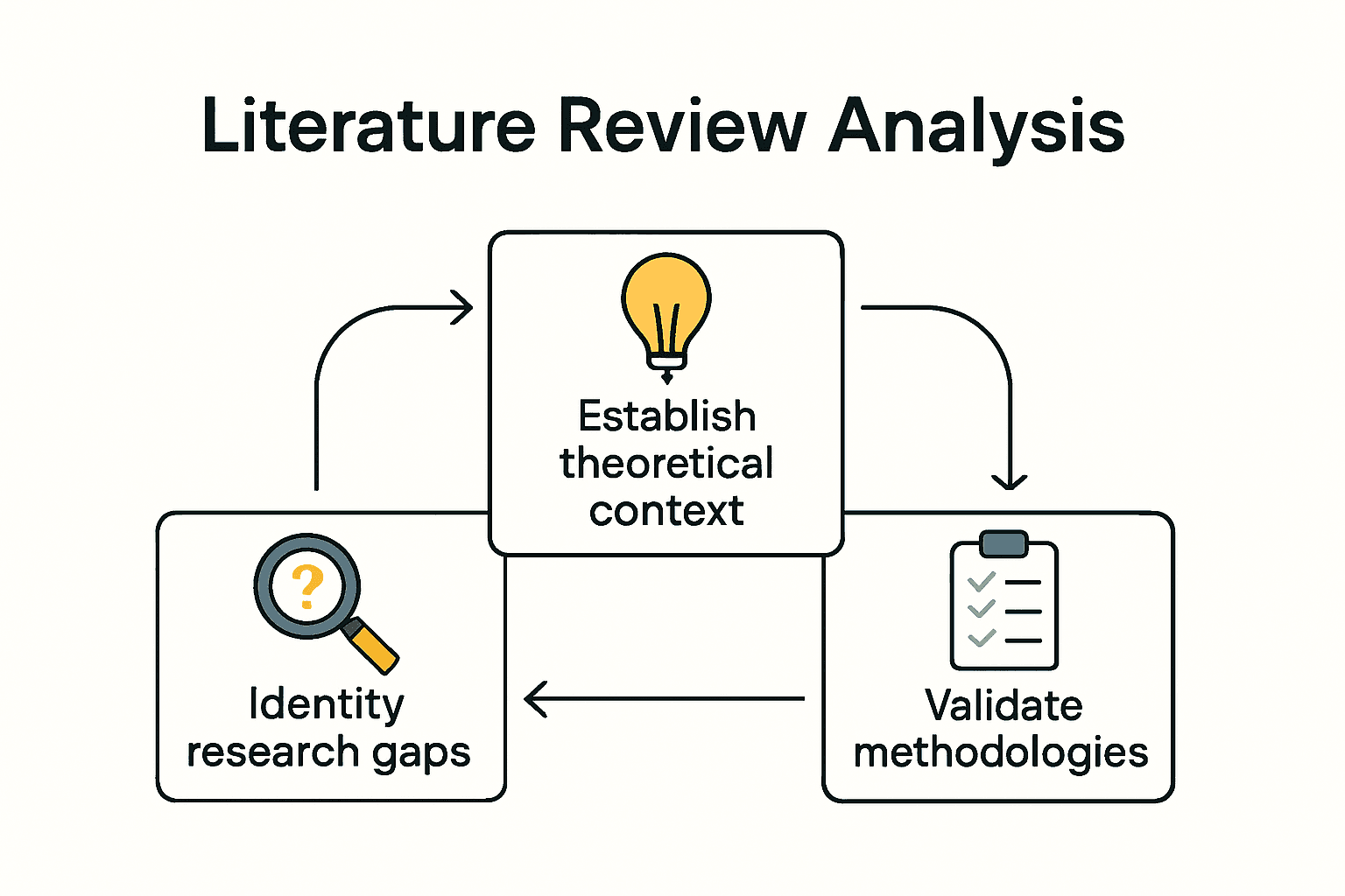Infographic showing key steps in literature review analysis