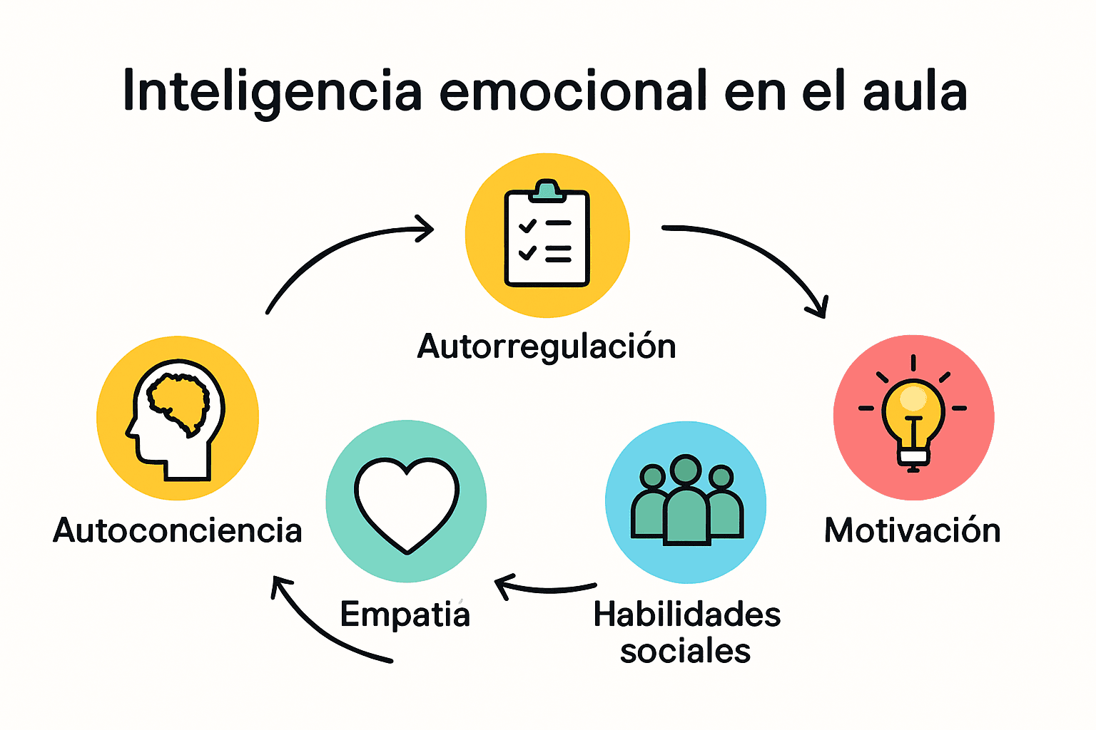 Infografía de los cinco componentes de la inteligencia emocional en el aula