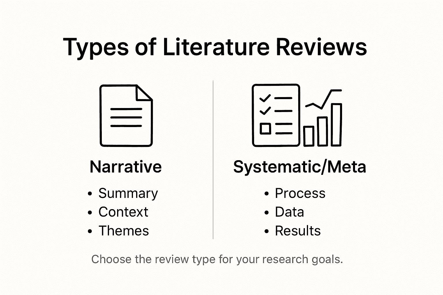 Infographic showing types of literature reviews overview