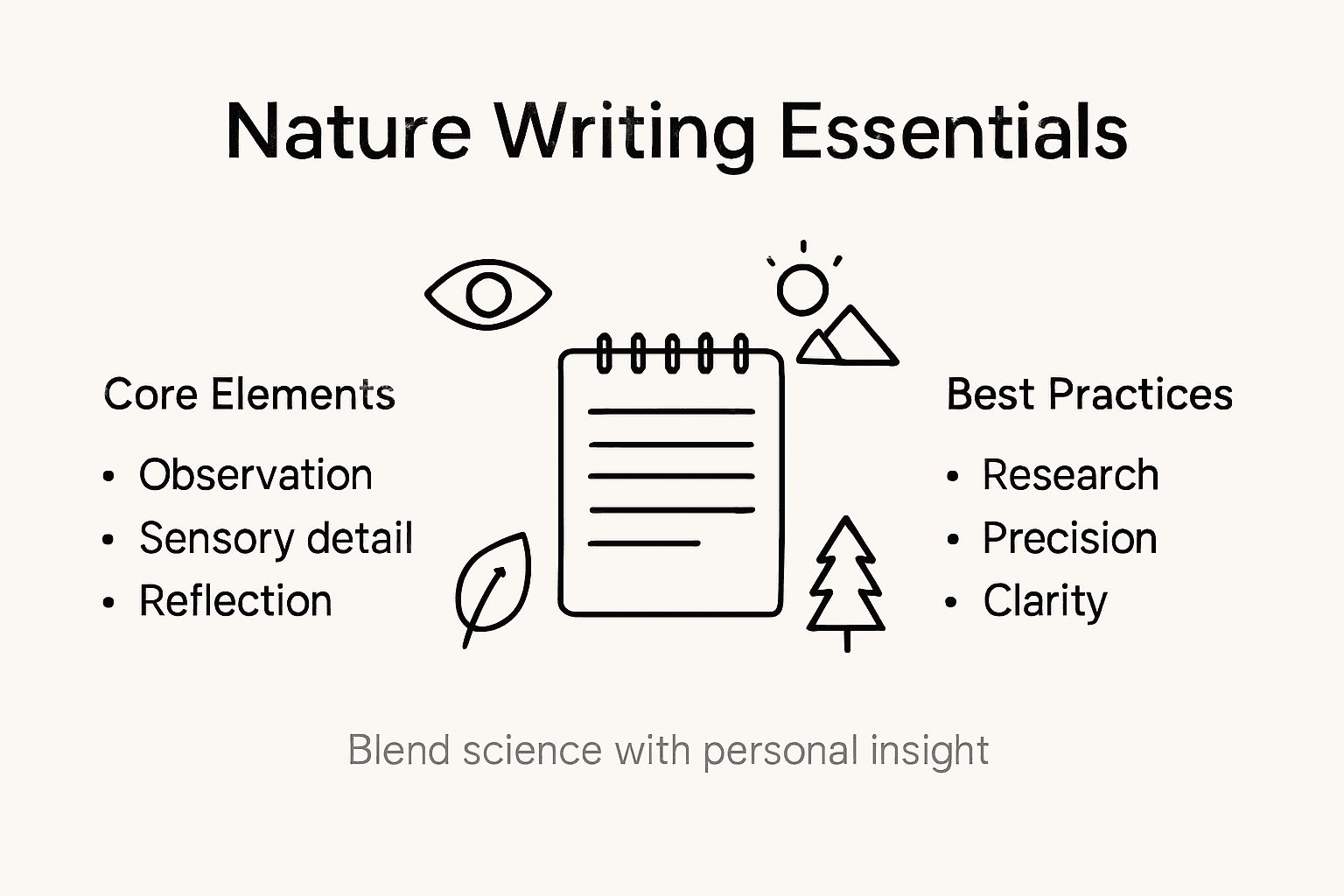 Infographic showing essentials of nature writing