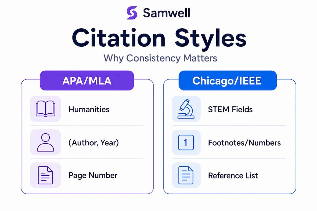Infographic comparing citation styles and fields
