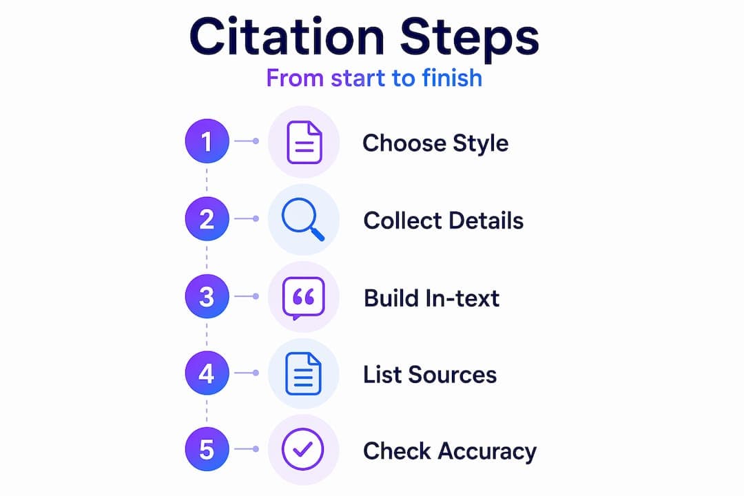 Infographic showing step-by-step citation process